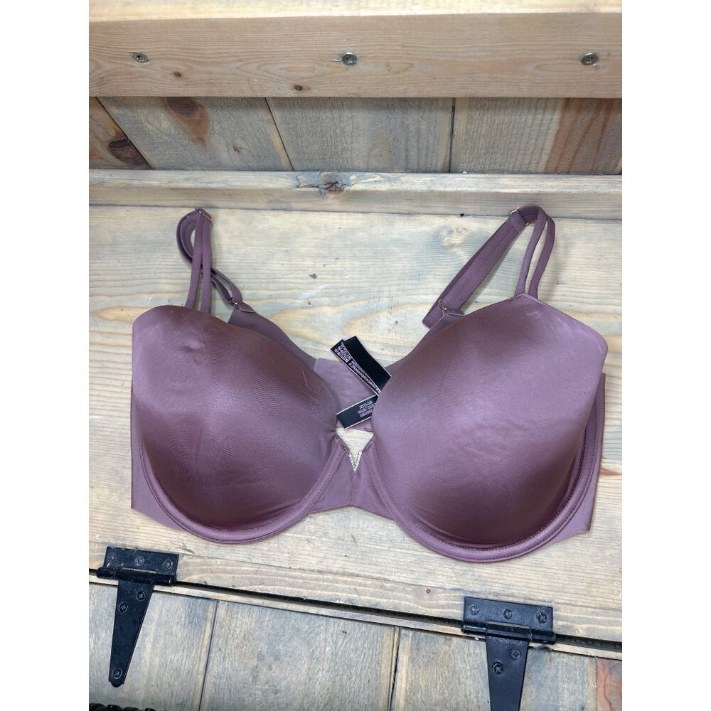 Victorias Secret Lined Perfect Coverage Bra Size 36DD Satin Finish Rhinestone Ac